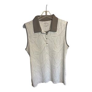 Coral Bay Sleeveless Leaf-Print Golf Tank - Cream & Taupe